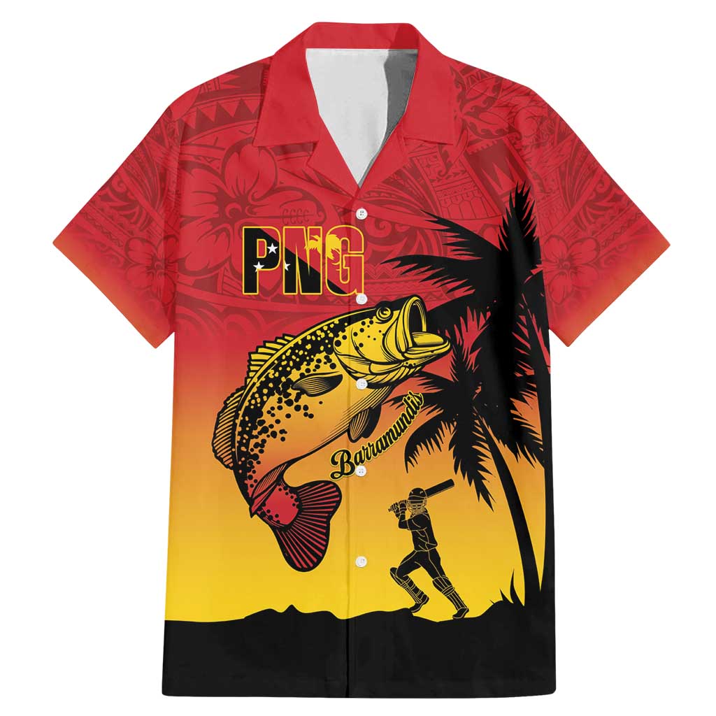 Custom Papua New Guinea Cricket Family Matching Mermaid Dress and Hawaiian Shirt PNG Barramundis - Polynesian Pride