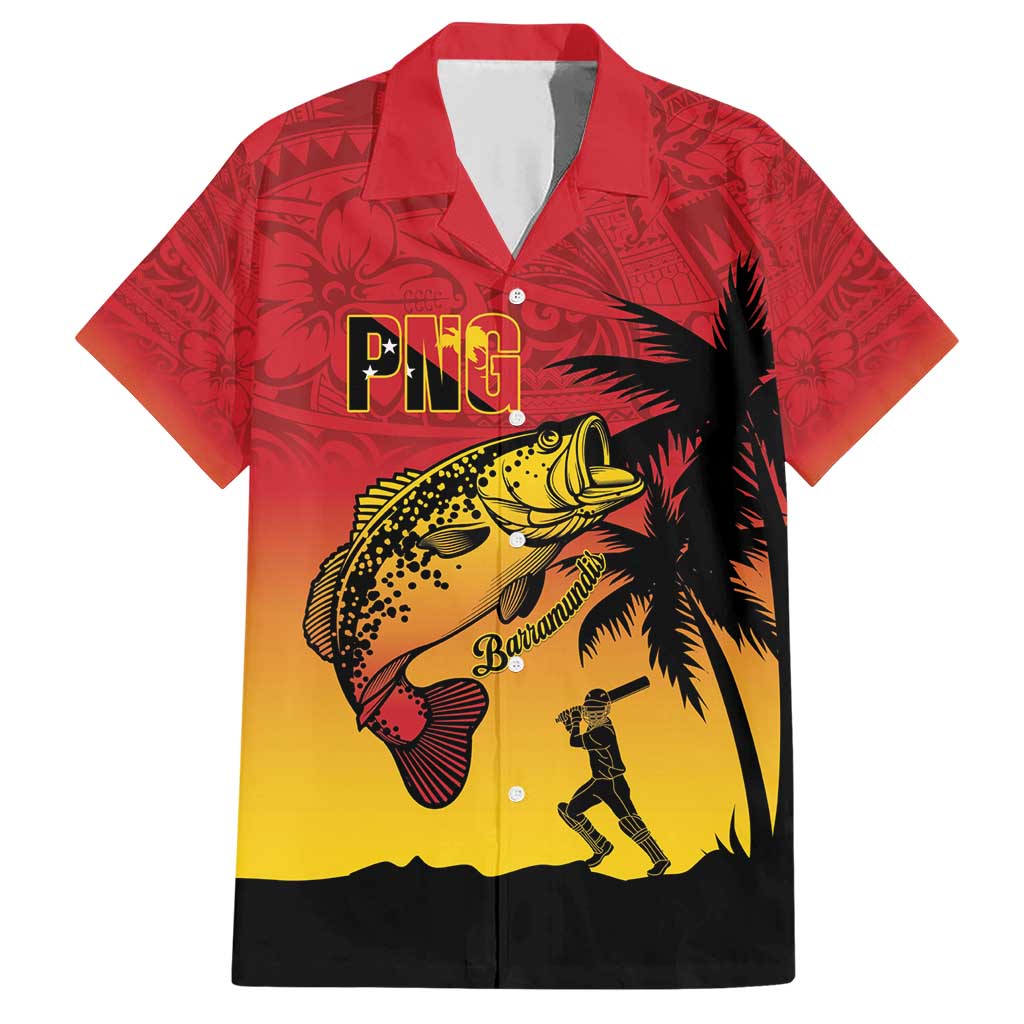 Custom Papua New Guinea Cricket Family Matching Short Sleeve Bodycon Dress and Hawaiian Shirt PNG Barramundis - Polynesian Pride
