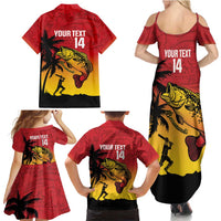 Custom Papua New Guinea Cricket Family Matching Summer Maxi Dress and Hawaiian Shirt PNG Barramundis - Polynesian Pride