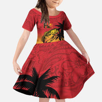 Custom Papua New Guinea Cricket Family Matching Tank Maxi Dress and Hawaiian Shirt PNG Barramundis - Polynesian Pride