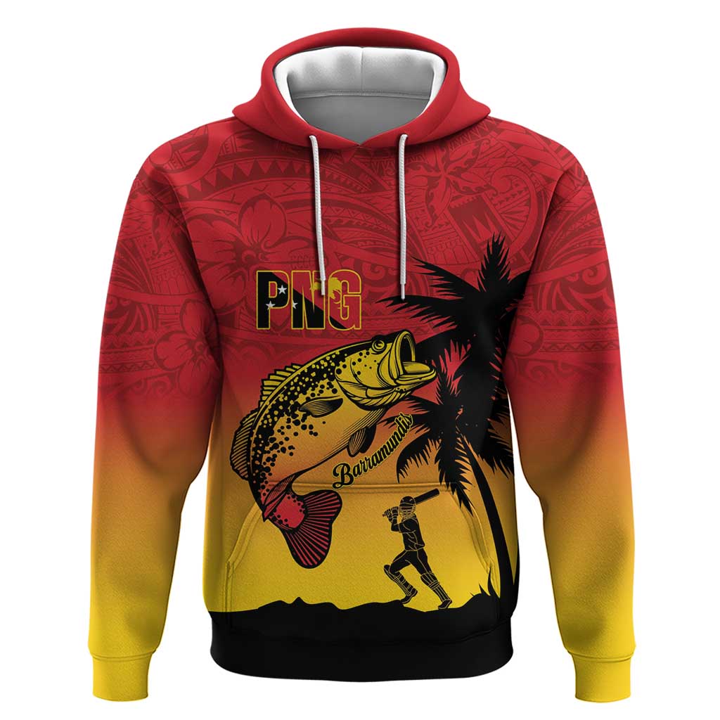 Custom Papua New Guinea Cricket Hoodie PNG Barramundis - Polynesian Pride