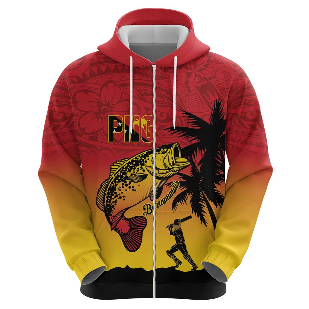 Custom Papua New Guinea Cricket Hoodie PNG Barramundis - Polynesian Pride