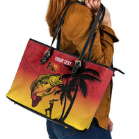 Custom Papua New Guinea Cricket Leather Tote Bag PNG Barramundis - Polynesian Pride