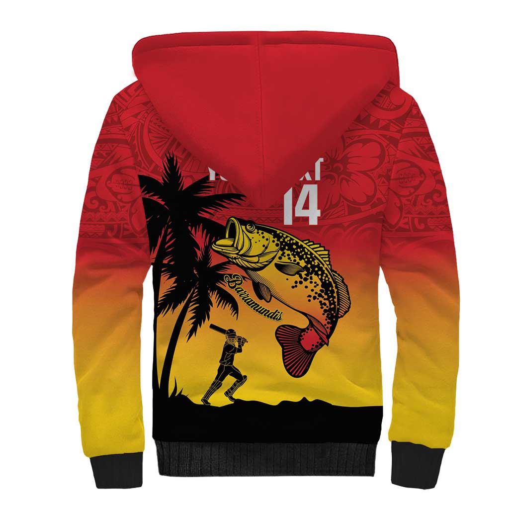 Custom Papua New Guinea Cricket Sherpa Hoodie PNG Barramundis - Polynesian Pride
