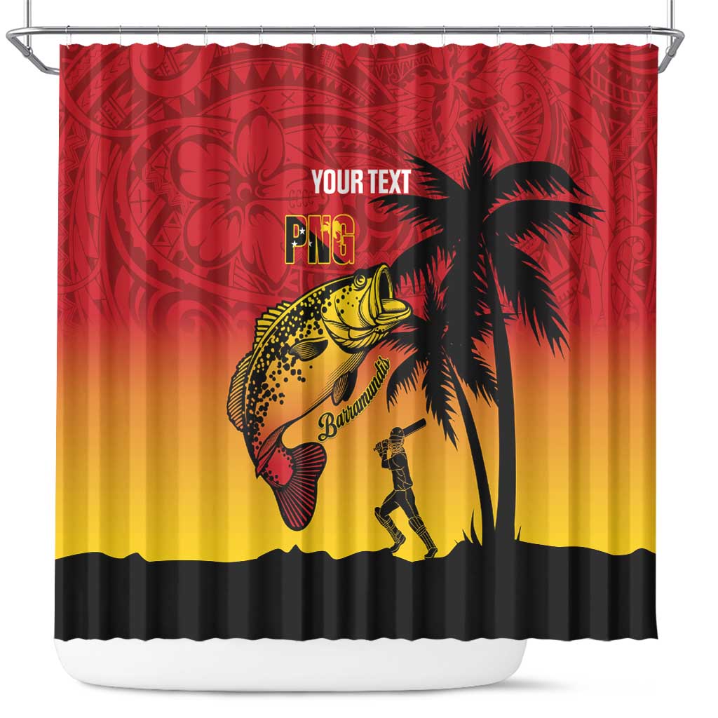 Custom Papua New Guinea Cricket Shower Curtain PNG Barramundis - Polynesian Pride