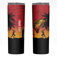 Custom Papua New Guinea Cricket Skinny Tumbler PNG Barramundis - Polynesian Pride