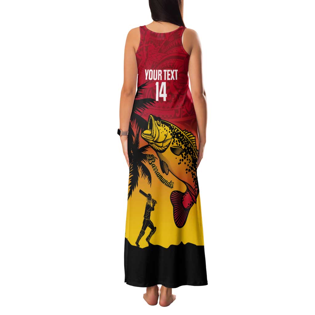 Custom Papua New Guinea Cricket Tank Maxi Dress PNG Barramundis - Polynesian Pride