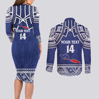Custom Samoa Cricket Couples Matching Long Sleeve Bodycon Dress and Long Sleeve Button Shirt Go Champions Samoan - Polynesian Pride