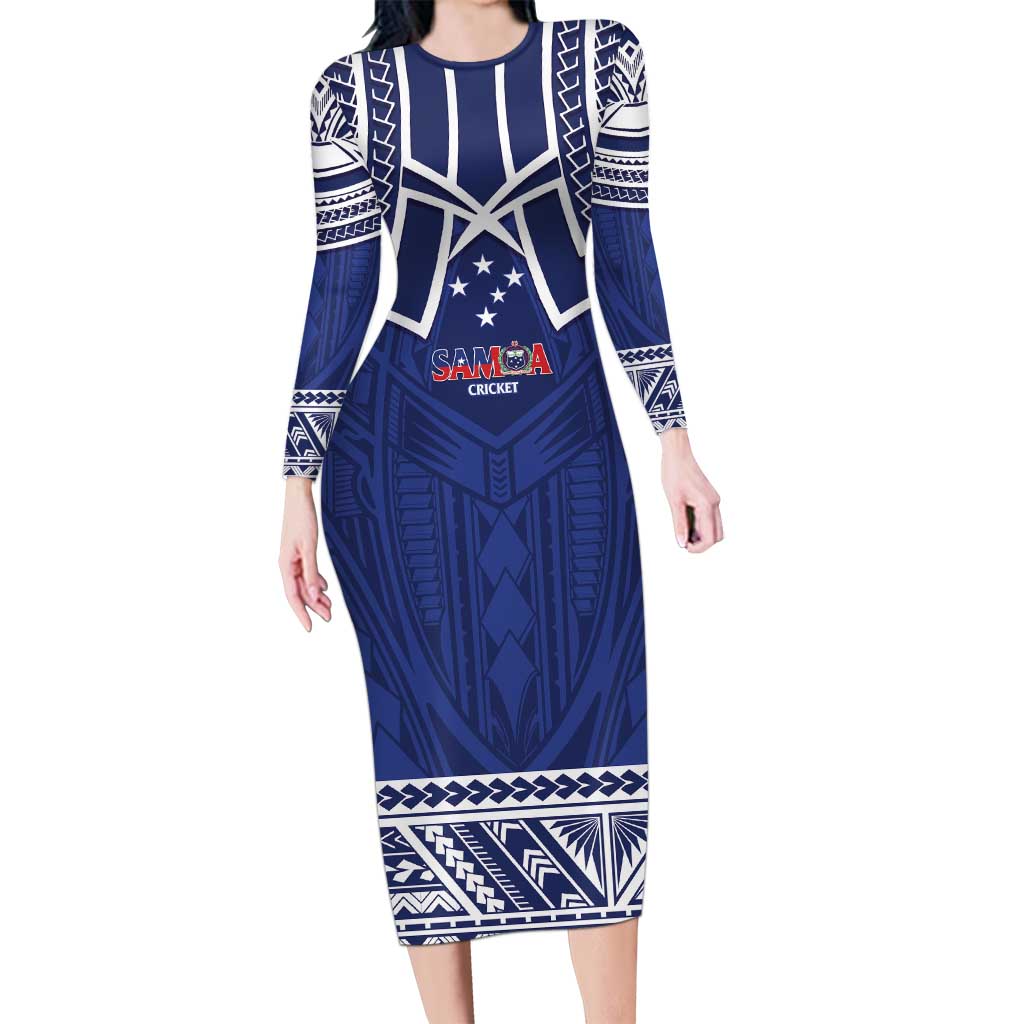 Custom Samoa Cricket Family Matching Long Sleeve Bodycon Dress and Hawaiian Shirt Go Champions Samoan - Polynesian Pride