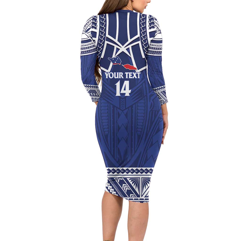 Custom Samoa Cricket Family Matching Long Sleeve Bodycon Dress and Hawaiian Shirt Go Champions Samoan - Polynesian Pride