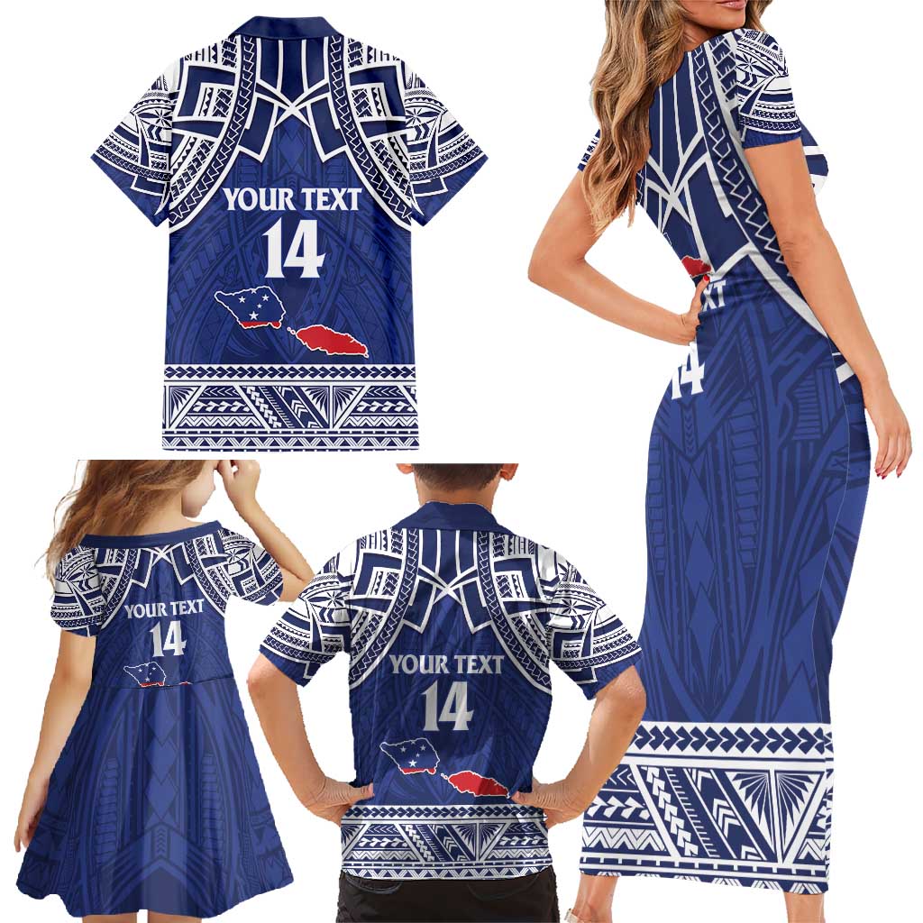 Custom Samoa Cricket Family Matching Short Sleeve Bodycon Dress and Hawaiian Shirt Go Champions Samoan - Polynesian Pride