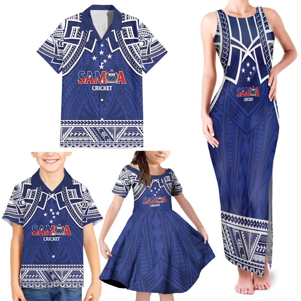 Custom Samoa Cricket Family Matching Tank Maxi Dress and Hawaiian Shirt Go Champions Samoan - Polynesian Pride