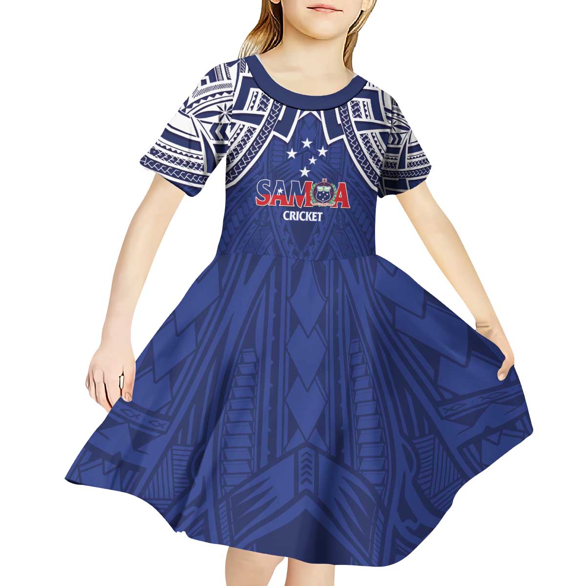 Custom Samoa Cricket Kid Short Sleeve Dress Go Champions Samoan - Polynesian Pride