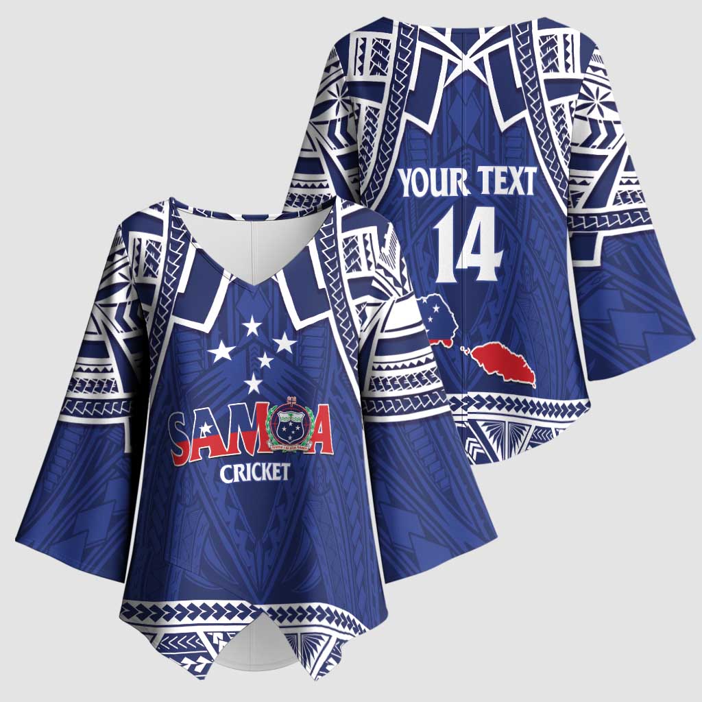 Custom Samoa Cricket Kimono Sleeve Blouse Go Champions Samoan - Polynesian Pride