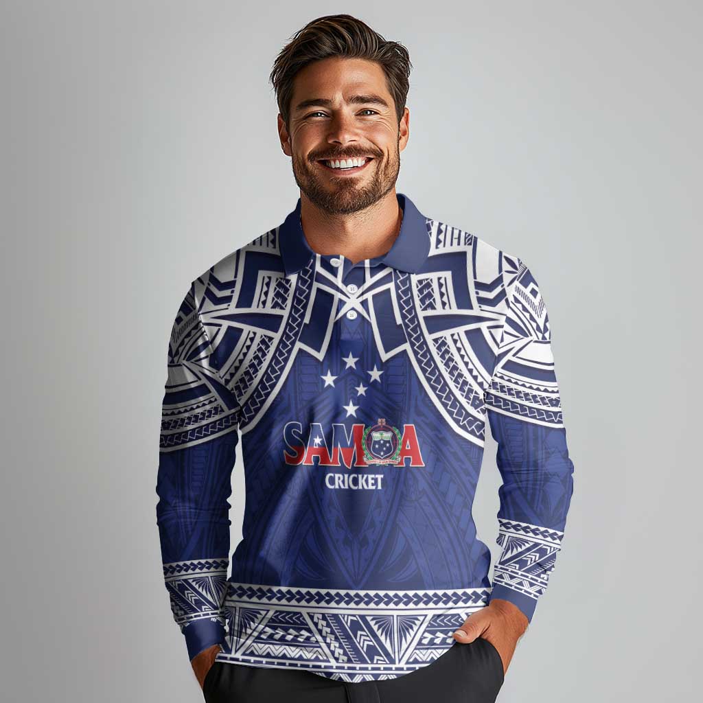 Custom Samoa Cricket Long Sleeve Polo Shirt Go Champions Samoan - Polynesian Pride