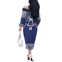 Custom Samoa Cricket Off The Shoulder Long Sleeve Dress Go Champions Samoan - Polynesian Pride