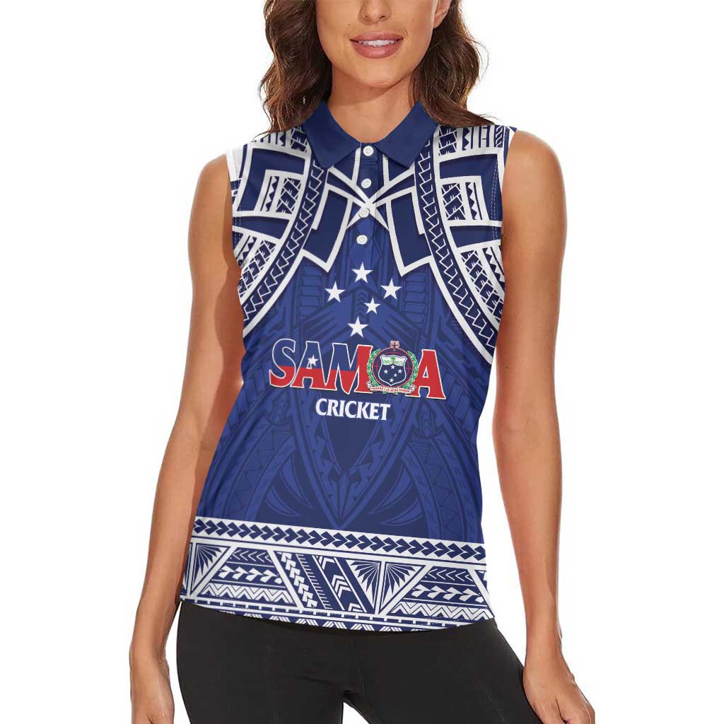 Custom Samoa Cricket Women Sleeveless Polo Shirt Go Champions Samoan - Polynesian Pride