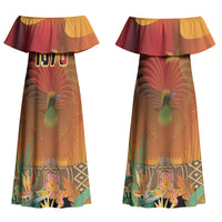 Personalised Papua New Guinea Independence Day Couples Matching Off Shoulder Maxi Dress and Hawaiian Shirt One People One Nation One Country
