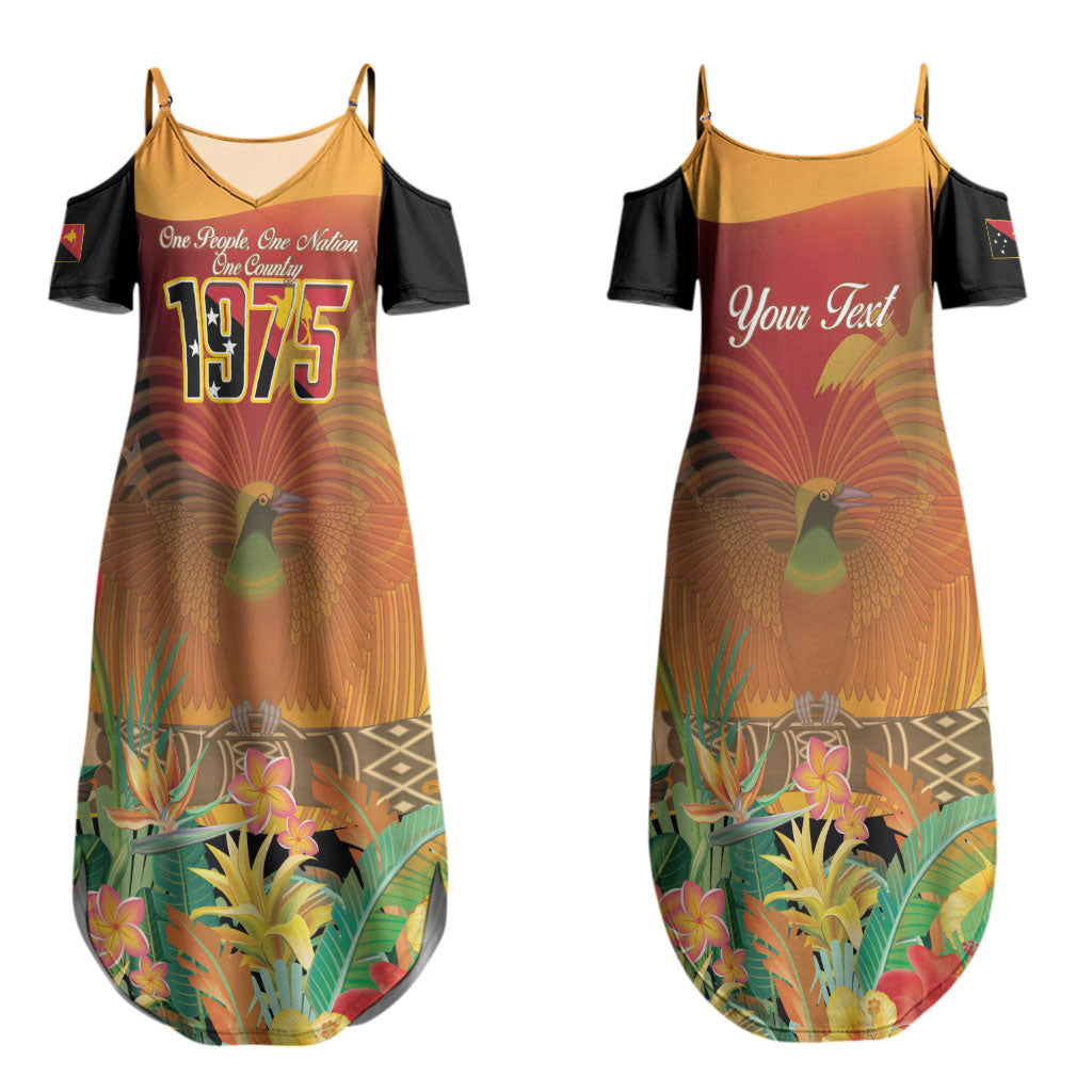 Personalised Papua New Guinea Independence Day Couples Matching Summer Maxi Dress and Long Sleeve Button Shirt One People One Nation One Country