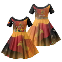 Personalised Papua New Guinea Independence Day Family Matching Off Shoulder Short Dress and Hawaiian Shirt One People One Nation One Country