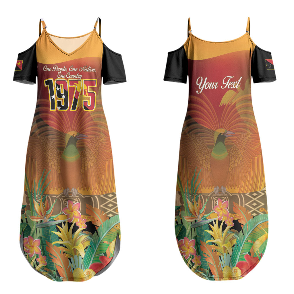 Personalised Papua New Guinea Independence Day Family Matching Summer Maxi Dress and Hawaiian Shirt One People One Nation One Country