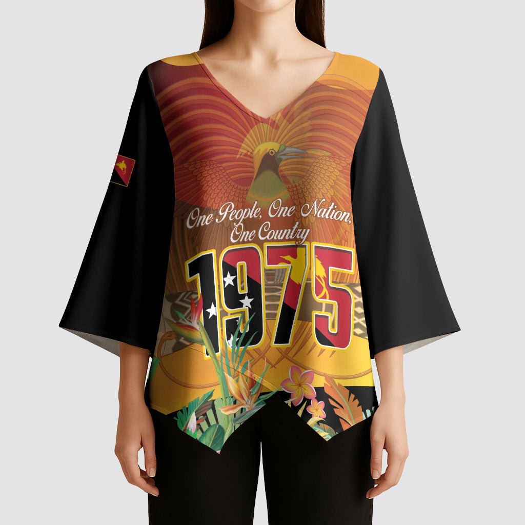 Personalised Papua New Guinea Independence Day Kimono Sleeve Blouse One People One Nation One Country
