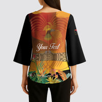 Personalised Papua New Guinea Independence Day Kimono Sleeve Blouse One People One Nation One Country