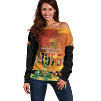 Personalised Papua New Guinea Independence Day Off Shoulder Sweater One People One Nation One Country