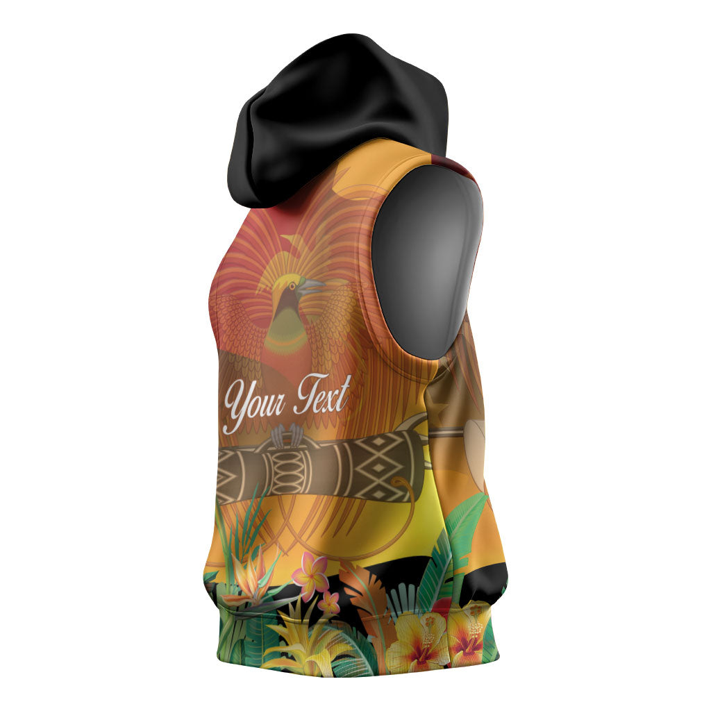 Personalised Papua New Guinea Independence Day Sleeveless Hoodie One People One Nation One Country
