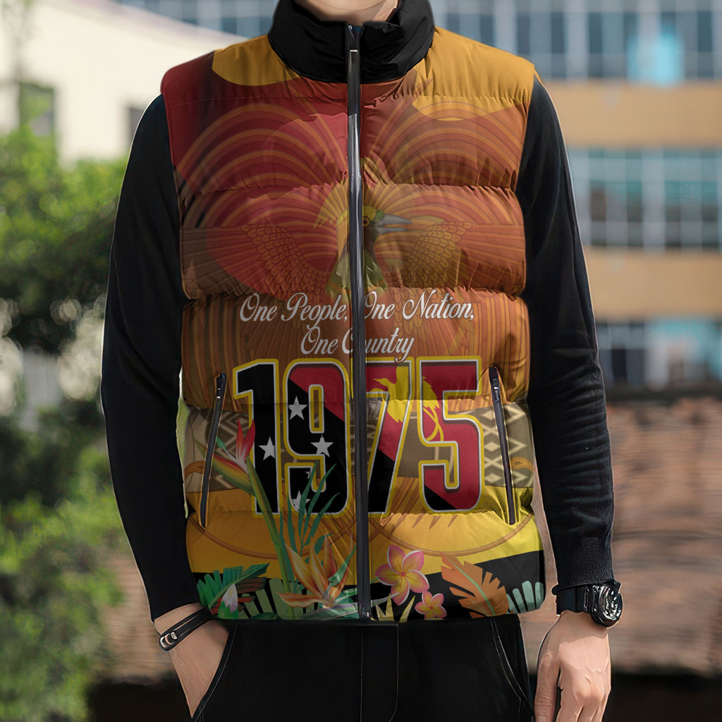 Personalised Papua New Guinea Independence Day Sleeveless Puffer Jacket One People One Nation One Country