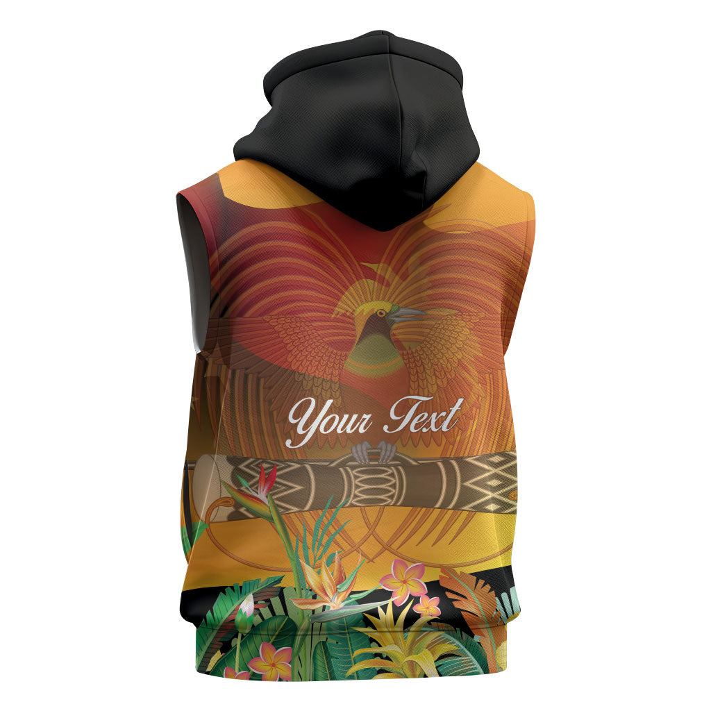 Personalised Papua New Guinea Independence Day Sleeveless Zip Hoodie One People One Nation One Country