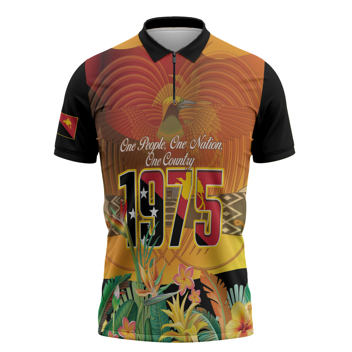 Personalised Papua New Guinea Independence Day Zipper Polo Shirt One People One Nation One Country