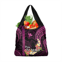 Pink Hawaii Grocery Bag Pray For Maui Hawaiian Plumeria Be Strong
