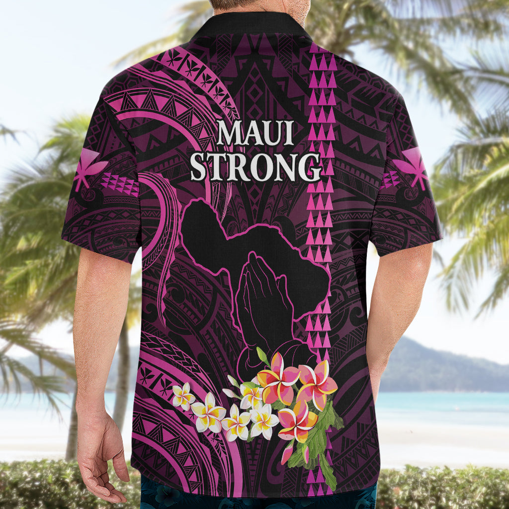 Hawaii Hawaiian Shirt Pray For Maui Hawaiian Plumeria Be Strong Pink Verison LT14 - Polynesian Pride