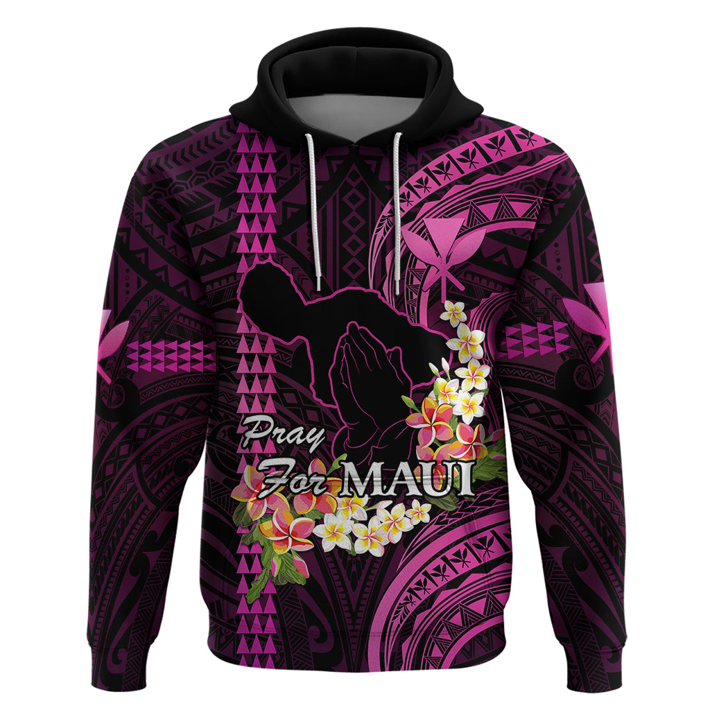 Hawaii Hoodie Pray For Maui Hawaiian Plumeria Be Strong Pink Verison LT14 Pullover Hoodie Pink - Polynesian Pride