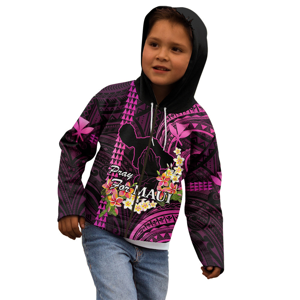Hawaii Kid Hoodie Pray For Maui Hawaiian Plumeria Be Strong Pink Verison LT14 - Polynesian Pride