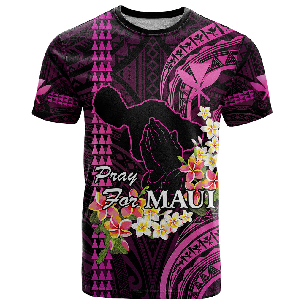 Hawaii T Shirt Pray For Maui Hawaiian Plumeria Be Strong Pink Verison LT14 Pink - Polynesian Pride