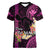 Hawaii Women V Neck T Shirt Pray For Maui Hawaiian Plumeria Be Strong Pink Verison LT14 Female Pink - Polynesian Pride