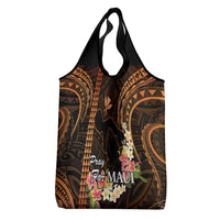 Gold Hawaii Grocery Bag Pray For Maui Hawaiian Plumeria Be Strong