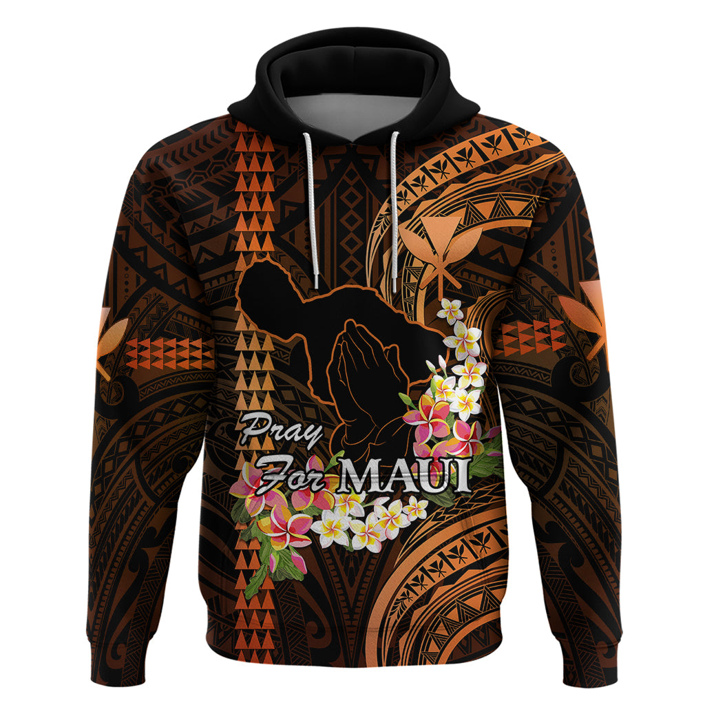 Hawaii Hoodie Pray For Maui Hawaiian Plumeria Be Strong Gold Verison LT14 Pullover Hoodie Gold - Polynesian Pride