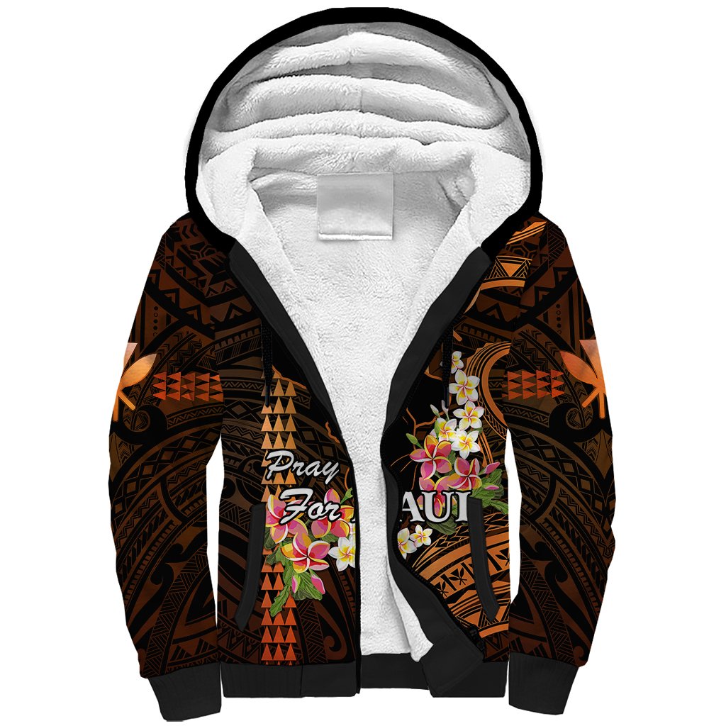 Hawaii Sherpa Hoodie Pray For Maui Hawaiian Plumeria Be Strong Gold Verison LT14 Unisex Gold - Polynesian Pride