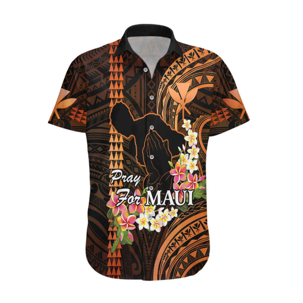 Personalised Hawaii Hawaiian Shirt Pray For Maui Hawaiian Plumeria Be Strong Gold Verison LT14 Gold - Polynesian Pride