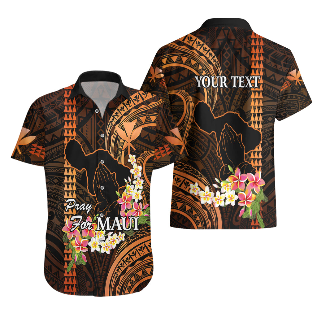 Personalised Hawaii Hawaiian Shirt Pray For Maui Hawaiian Plumeria Be Strong Gold Verison LT14 - Polynesian Pride