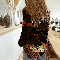 Personalised Hawaii Women Casual Shirt Pray For Maui Hawaiian Plumeria Be Strong Gold Verison LT14 - Polynesian Pride