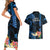 Hawaii Couples Matching Short Sleeve Bodycon Dress and Hawaiian Shirt Pray For Maui Hawaiian Plumeria Be Strong Blue Verison LT14 - Polynesian Pride