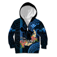 Hawaii Kid Hoodie Pray For Maui Hawaiian Plumeria Be Strong Blue Verison LT14 - Polynesian Pride