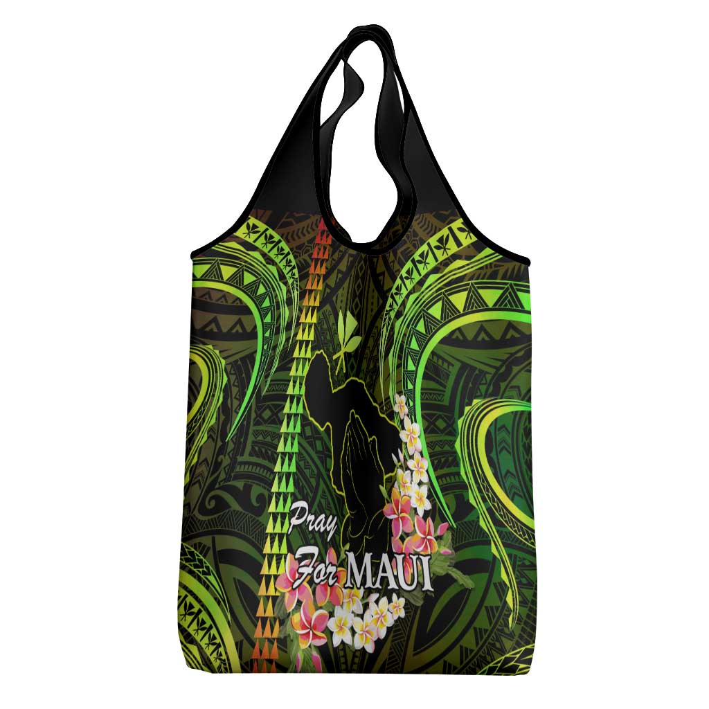 Reggae Hawaii Grocery Bag Pray For Maui Hawaiian Plumeria Be Strong