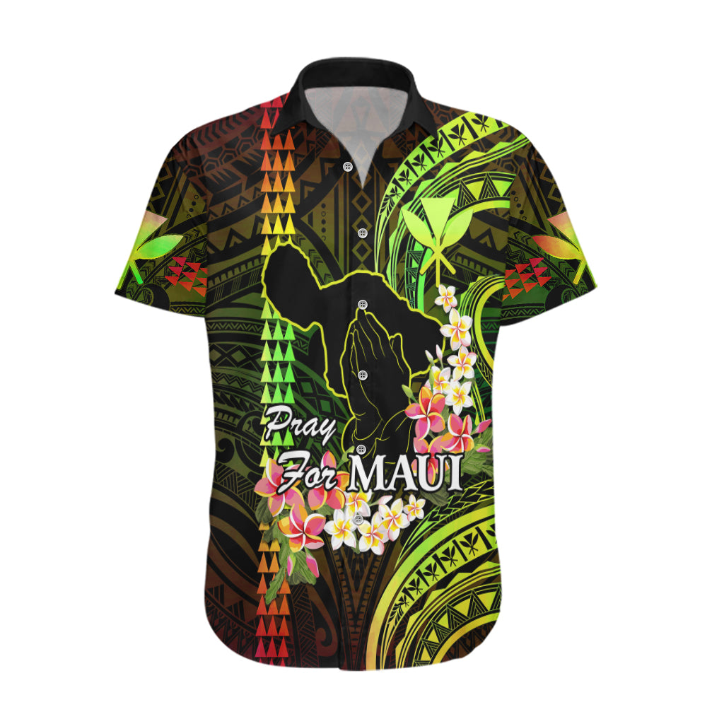 Hawaii Hawaiian Shirt Pray For Maui Hawaiian Plumeria Be Strong Reggae Verison LT14 Reggae - Polynesian Pride