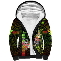 Hawaii Sherpa Hoodie Pray For Maui Hawaiian Plumeria Be Strong Reggae Verison LT14 Unisex Reggae - Polynesian Pride