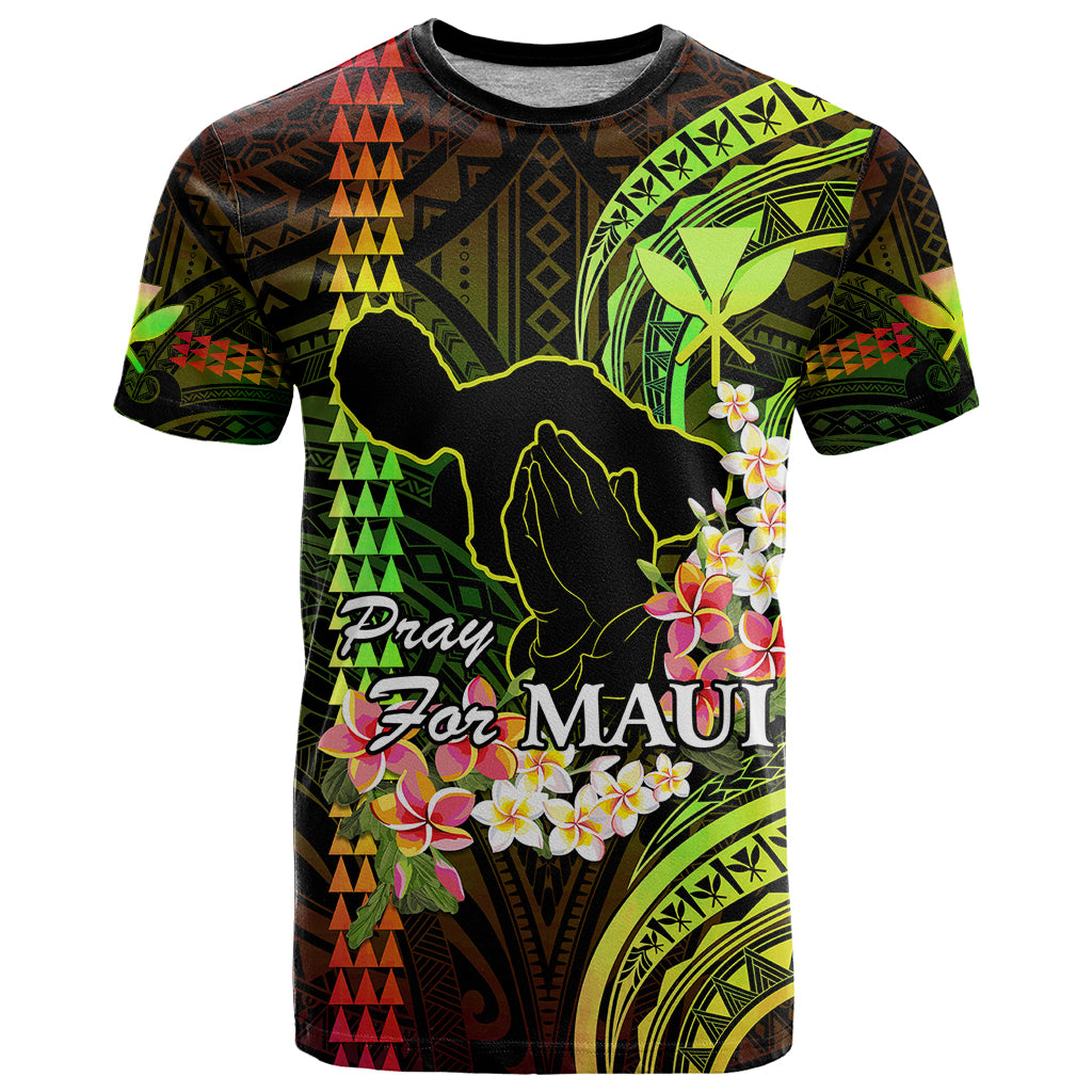 Hawaii T Shirt Pray For Maui Hawaiian Plumeria Be Strong Reggae Verison LT14 Reggae - Polynesian Pride